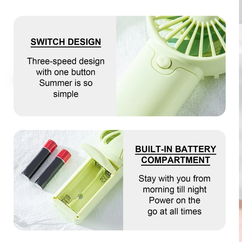 Quạt Cầm Tay Động 1.5V AAA Pin Hoạt Động Quạt Nhỏ Dành Cho Du Lịch Ngoài Trời Dropshipping