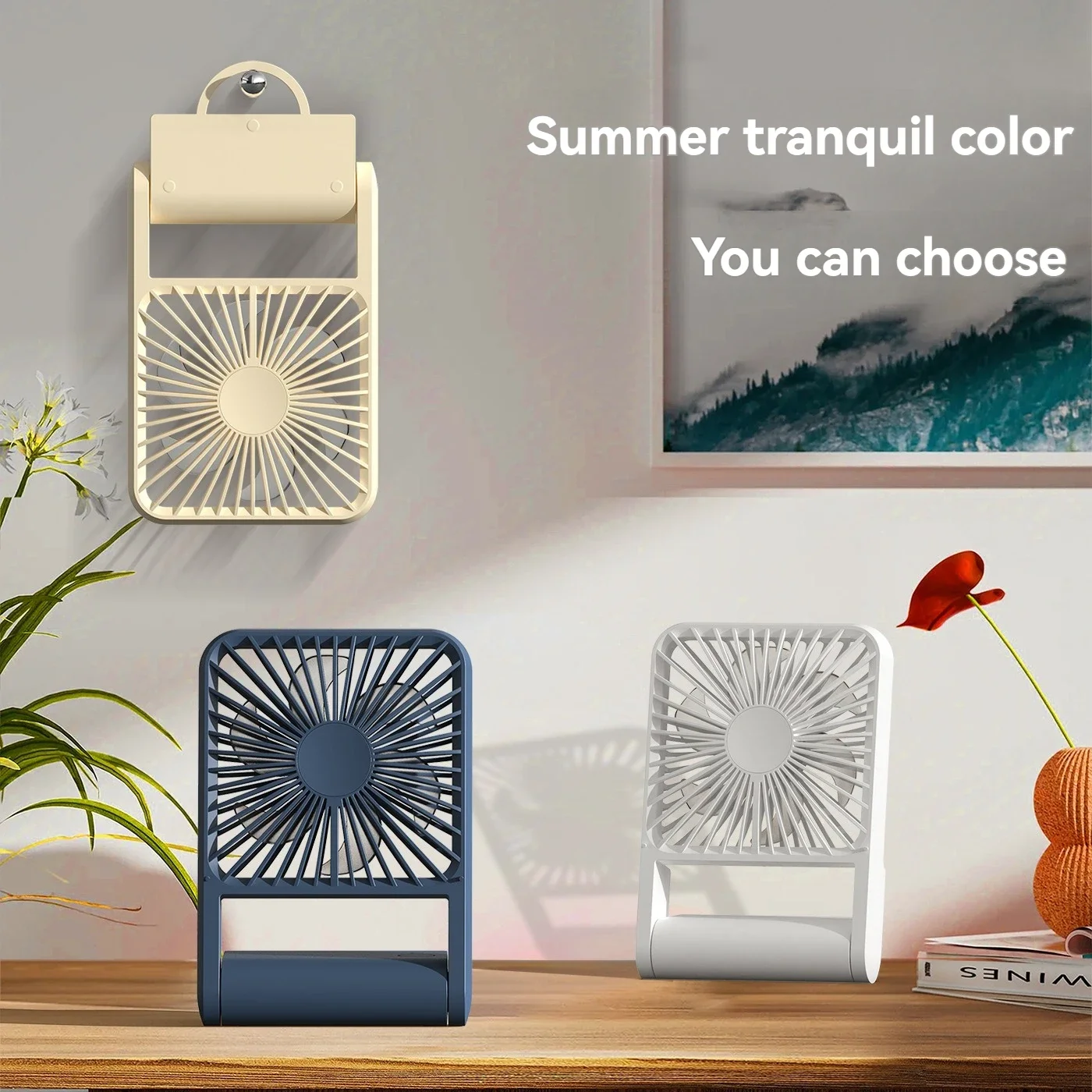 New USB Handheld Fan Portable Charging Fan Office Desktop Student Dormitory Silent Wall Fan