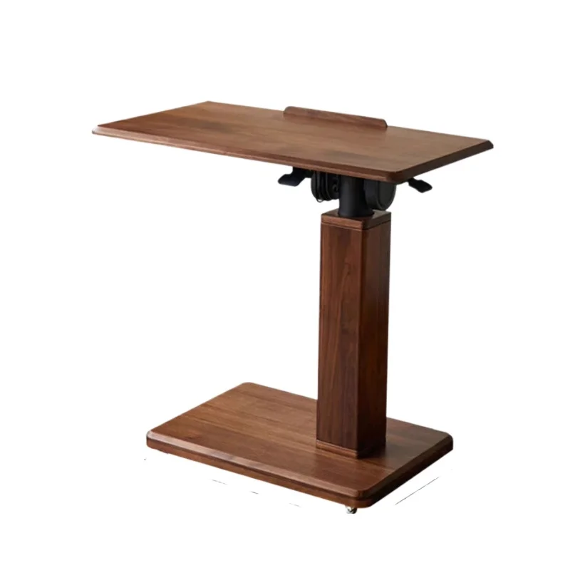 

North American black walnut mobile lifting computer table solid wood folding household bedside table