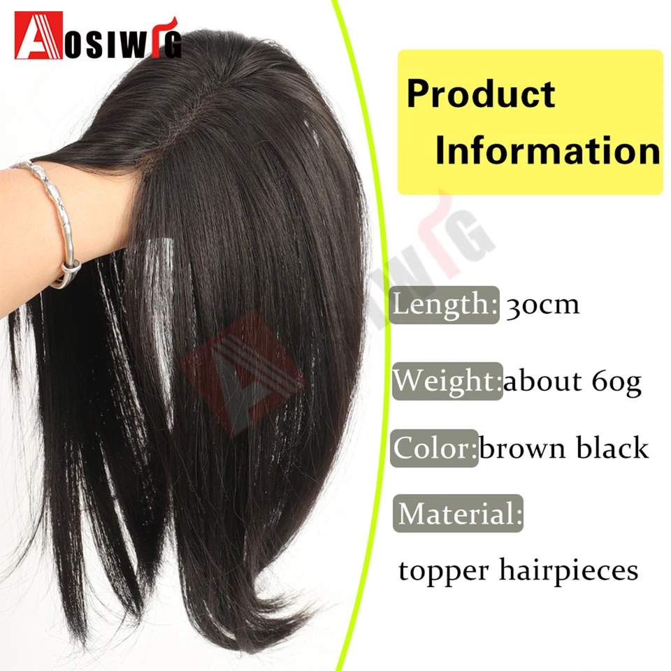 Toupee sintético sin clips, con adhesivo, para mujer con cabello fino y canas, fácil de usar 6