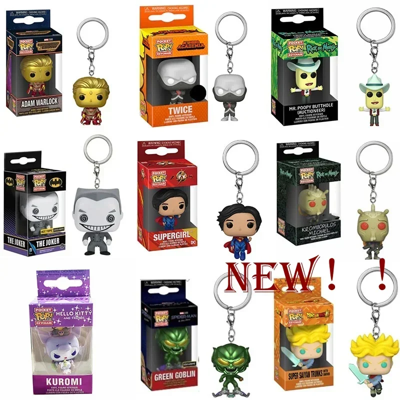 Funko Pop Acrylic Keychain Joker Disney Ursula Spider Man Green Fairy Hello Kitty Kuromi Flash Batman Freddy Twice Pocket Toys