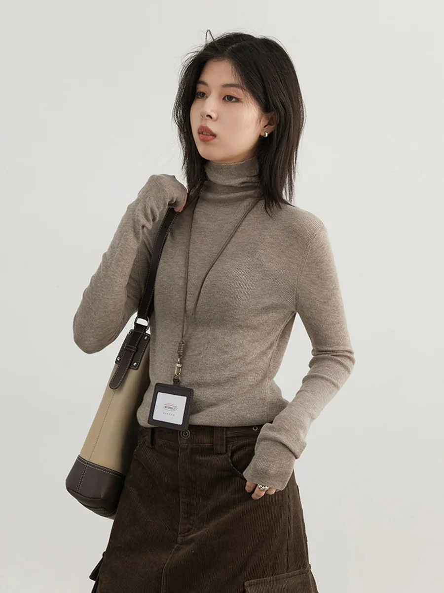 Женские пуловеры CHIC VEN, корейская водолазка, однотонная трикотажная рубашка с длинными рукавами, тонкие джемперы, женские топы, осень-зима 2024,