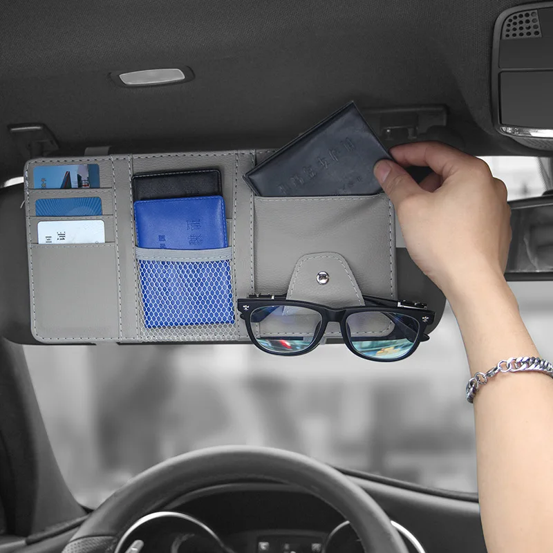 Car Visor Organizer Storage Box Sunglasses Clip Stowing Tidying Car Accessories Bag Bill Pen Card Holder CD DVD Organizer