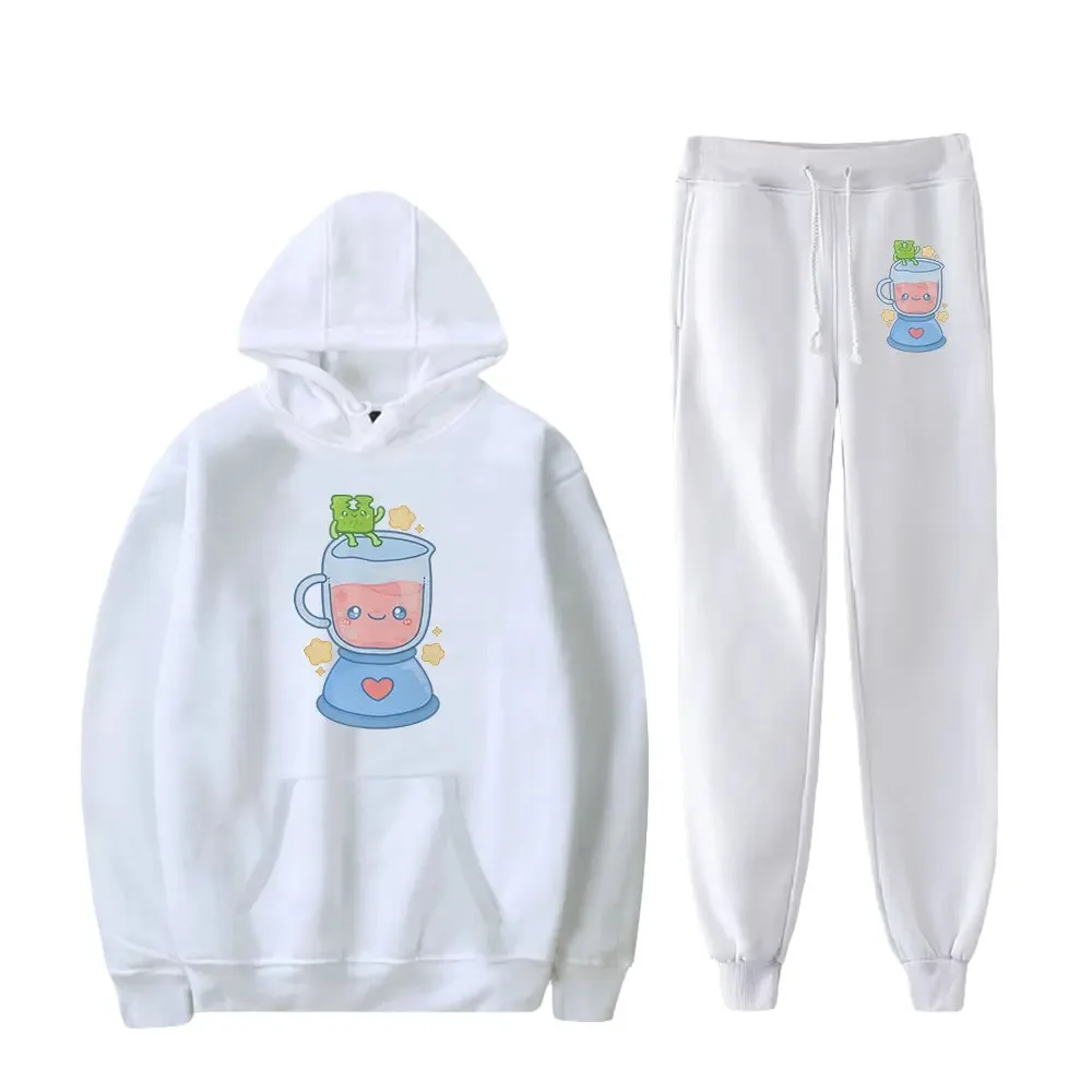 Froggycrossing merch hoodie jogger calças duas peças conjunto moletom + moletom 2024 harajuku streetwear masculino feminino