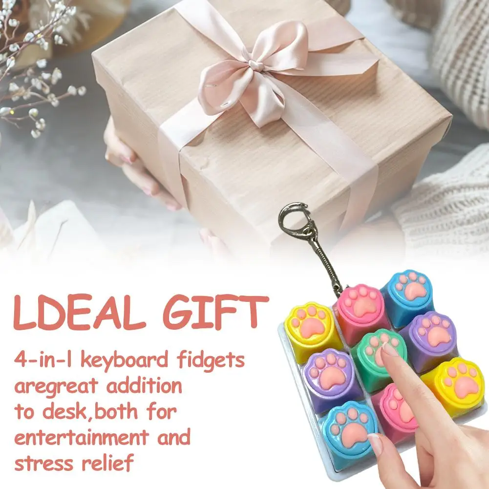 Cat Claw,9-key,Decompression Button Mechanical Keyboard,Press And Pinch,Decompression,Keychain Toy For Relax Tools Decor