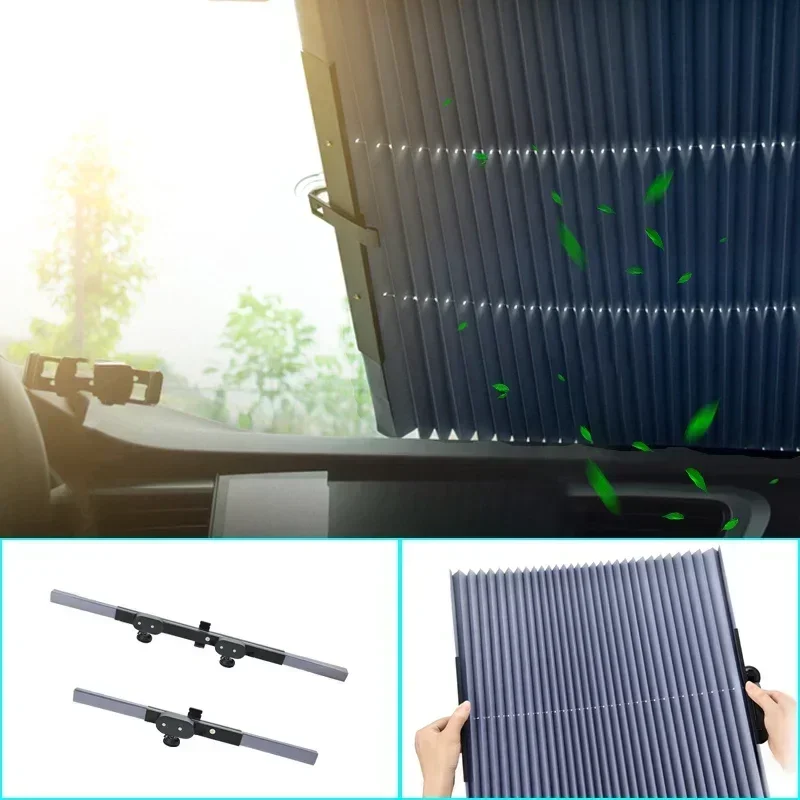 

Retractable Windshield Sun Shade Curtains for Car Sun Visor Sunshade Cover Anti-UV Privacy Protection Summer Cooling
