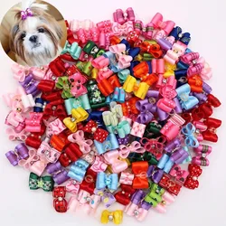 Cute Pet Dog Bows Cute Bow Dog Ties for Puppy Accessories with Rubber Bands Cute Pet Headwear 10PCS Random Colors