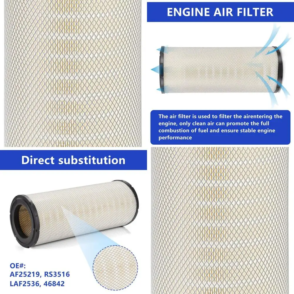 

Воздушный фильтр двигателя, совместимый с Peterbilt 357, 385, 386, 387 и Freightliner FL80, Argosy — замена для AF25525, AF26657,