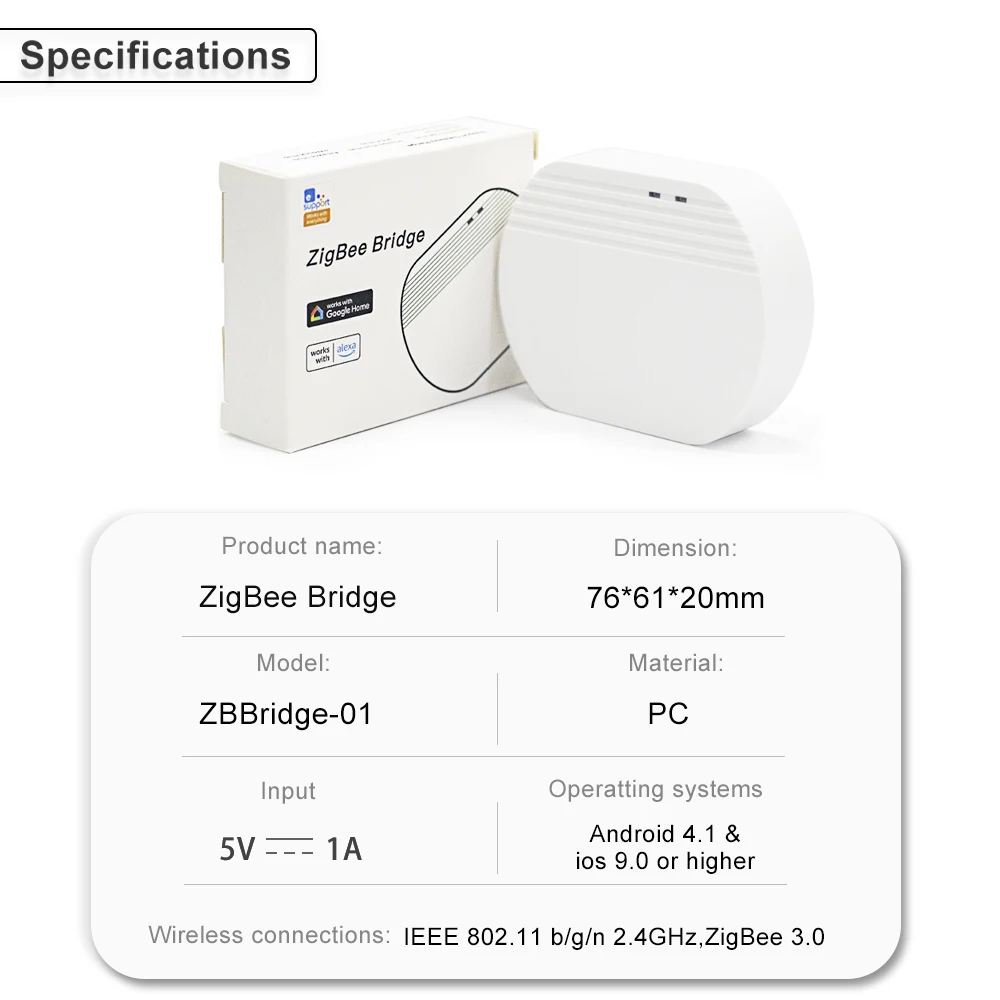 QIACHIP ZigBee Smart Gateway Hub Multi-mode Smart Home Bridge WiFi Bluetooth Tuya APP Wireless Remote Control Alexa Google Home