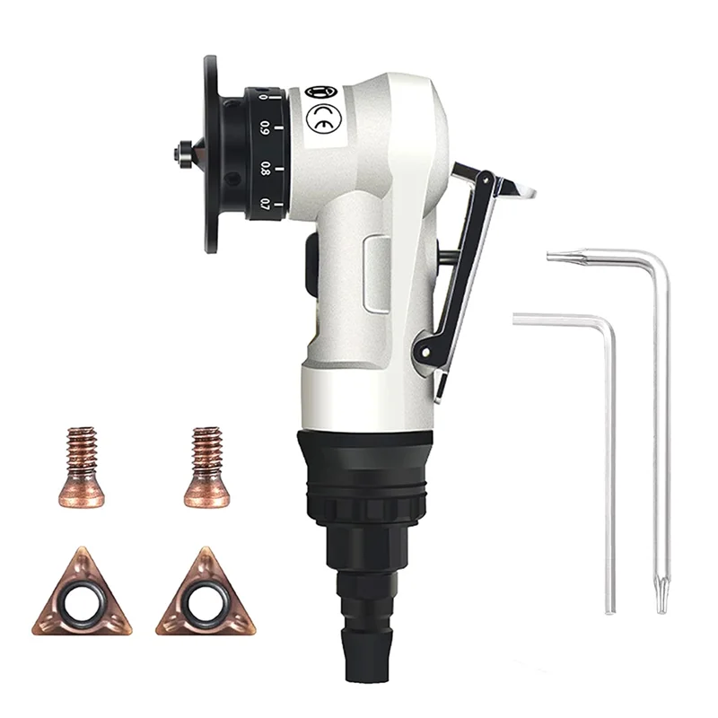 

HLZS-Pneumatic Chamfering Machine, 45 Degree Beveling Metal Trimming Deburring Tool(Chamfering Machine+Inserts)