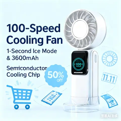 Ventilador de resfriamento portátil 100 velocidades 3600mAh Bateria Silencioso One Touch Refrigeração Dobrável Pescoço Pendurado e Suporte para telefone