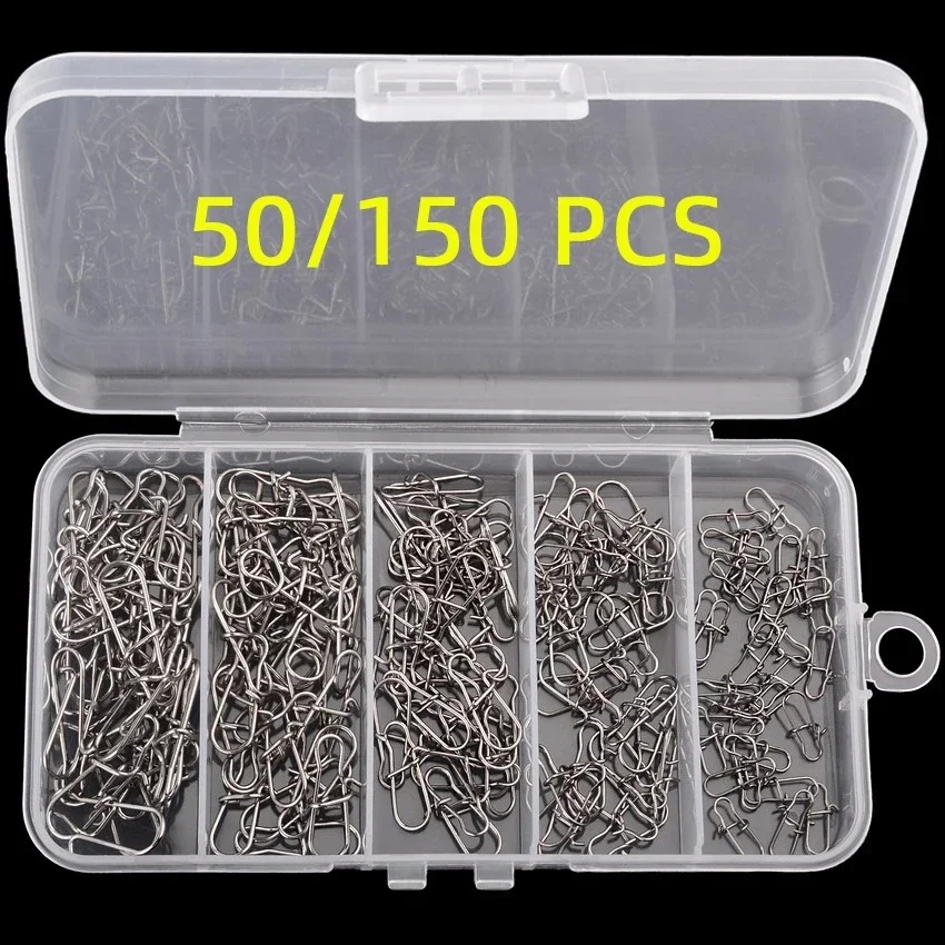 50pcs/set Carabiner Tackle Tool Fly Fishing Accessorie Fishing Connector Swivel Snap Pin Strong Strength 12kg-35kg Fishhook Lure