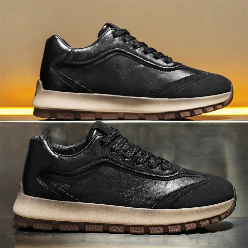 Luxury Men's Sneakers All Seasons Leather Casual Sports Shoes Fashion Korean Style Running Shoes for Men Non-slip Sports Shoes