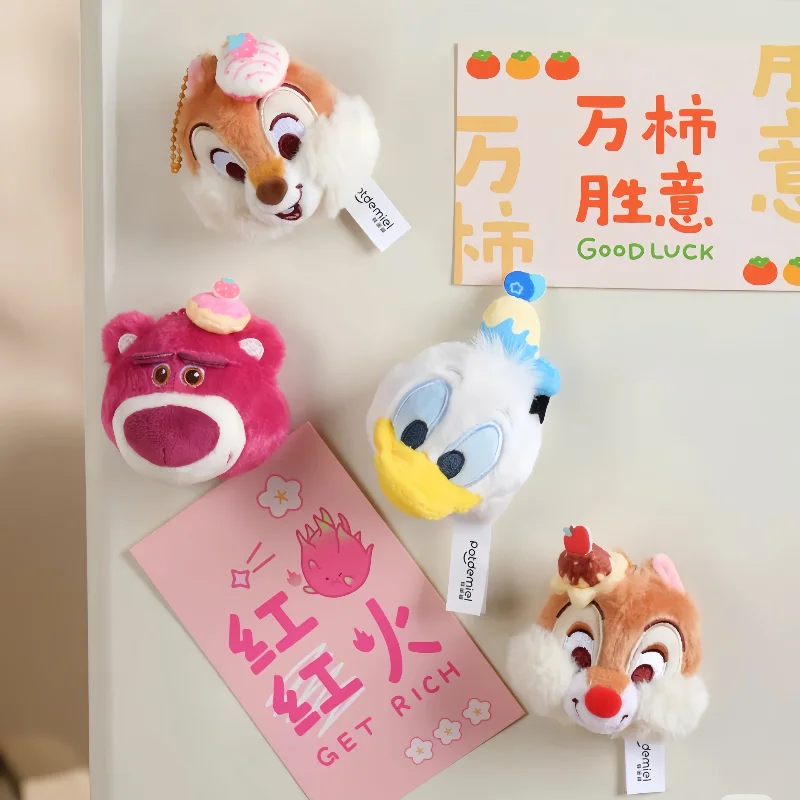 New Hot In Stock Cute Disney Chititi Strawberry Bear Donald Duck Daisy Plush Doll Pendant Refrigerator Sticker Doll Pendant Gift