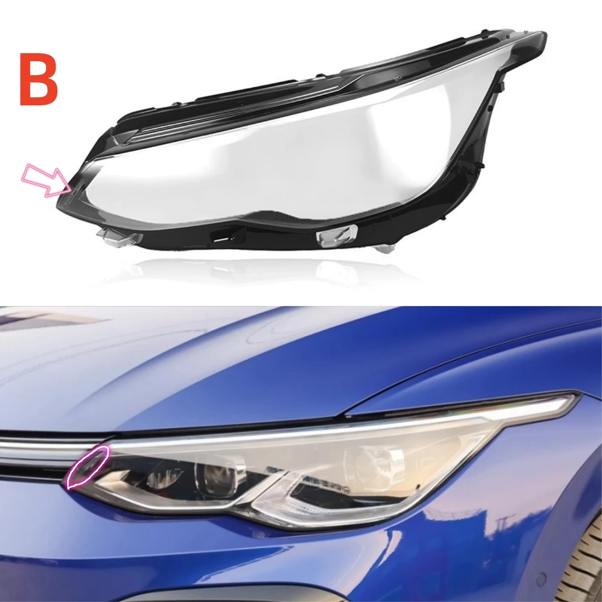フォルクスワーゲン透明ヘッドライトカバー,プレキシガラスレンズ,VW