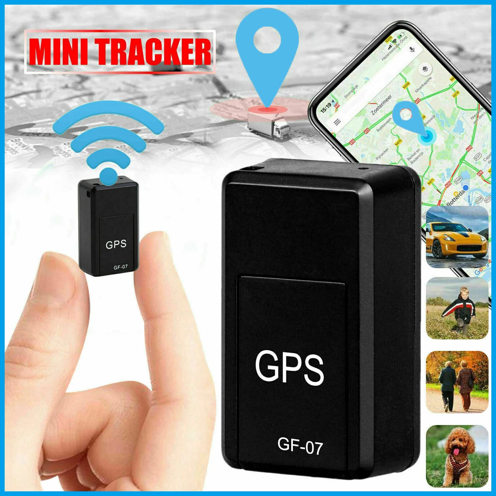 GF-07 Mini GPS Tracker Positioner Real Time Tracking Magnet Adsorption Mini Locator SIM Inserts Message Pets Anti-lost