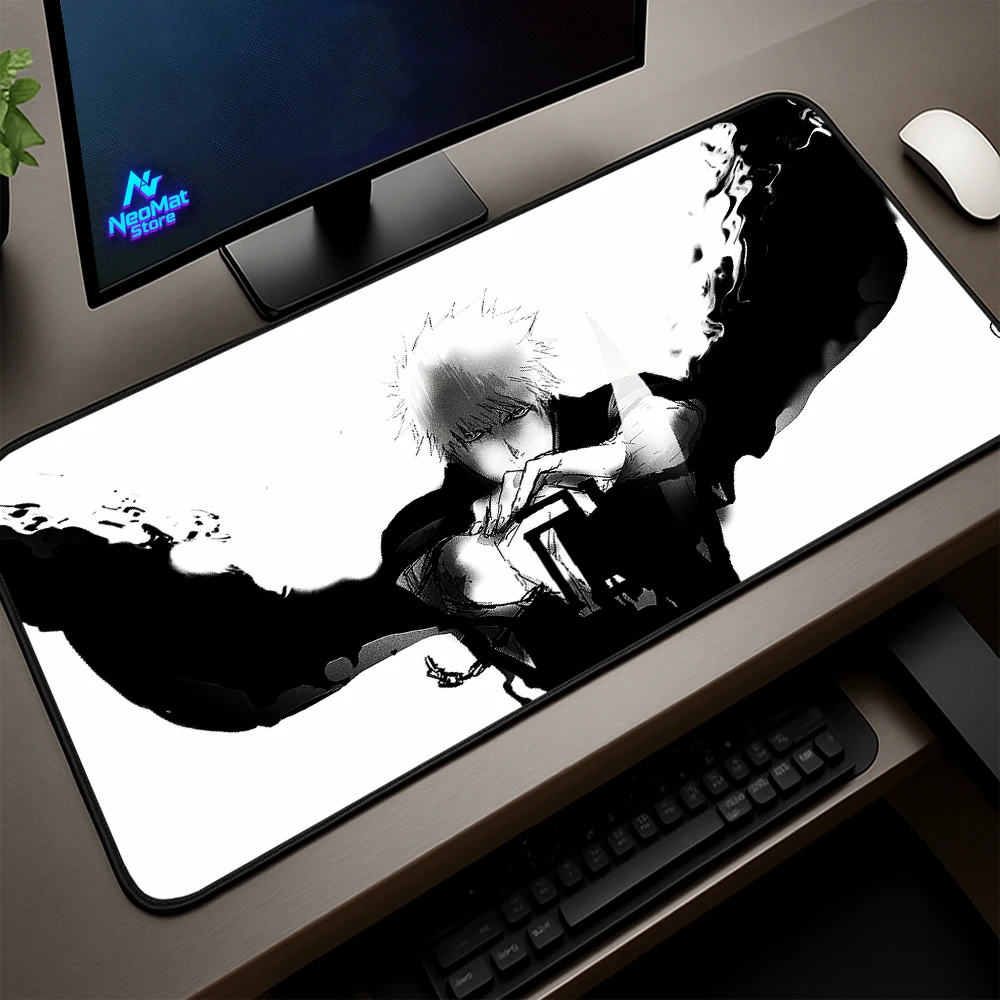 

Bleach Ichigo Anime Mousepad 900x400 Gaming Pad Manga Desk Carpet Keyboard Rug Table Mat Home Pc Accessories Black and White