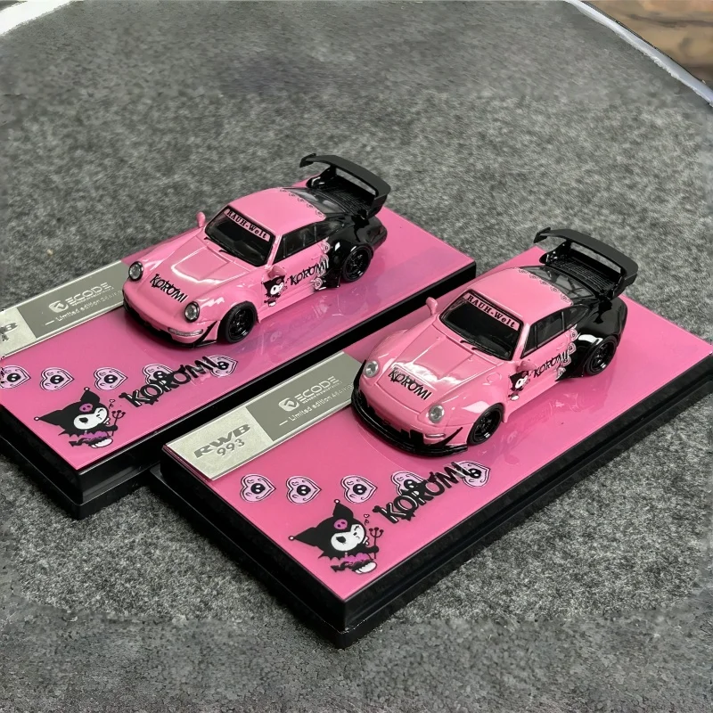 1-64rwb-993-964-pink-paint-job-alloy-die-cast-miniature-simulation-car-collectible-toy-model-boy's-toy-gift-room-decoration