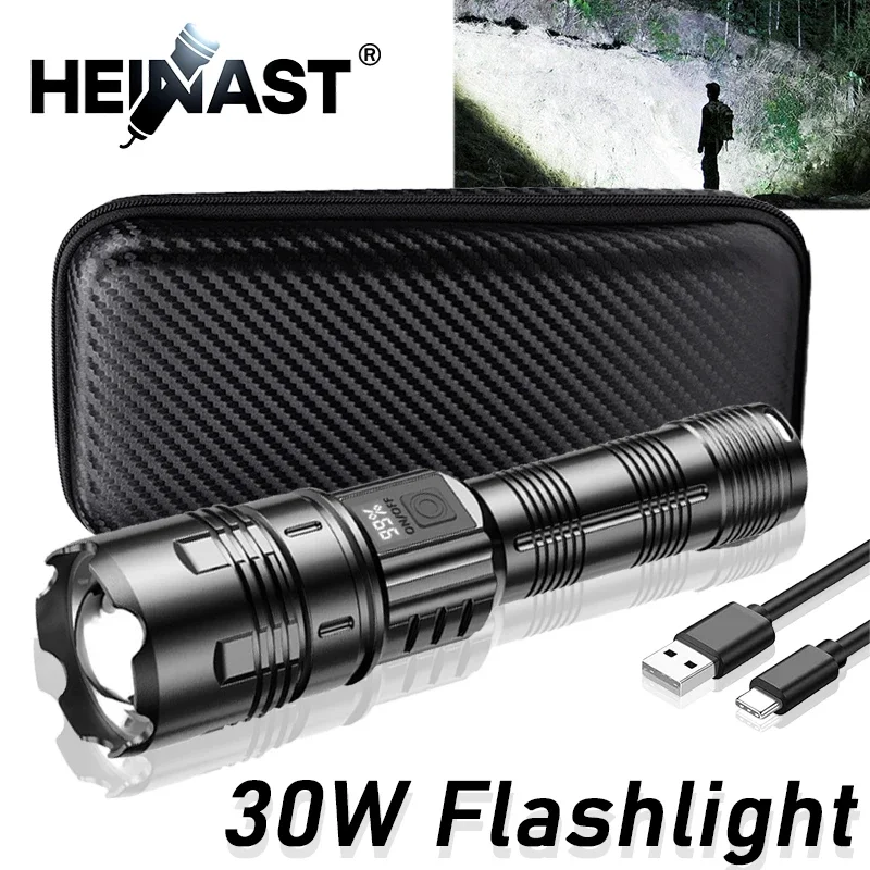 High Power LED Flashlights USB Rechargeable Hand Light with Built-in Battery Super Bright Torch for Outdoor Emergency Camping