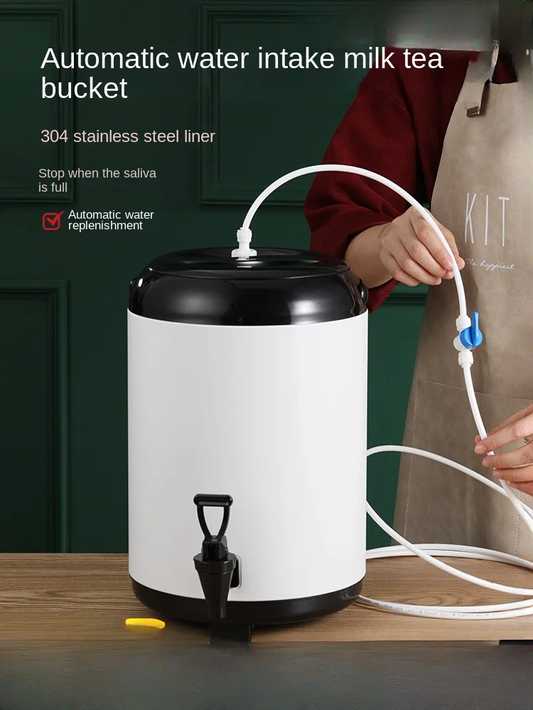 automatically feeds and adds water, and the milk tea bucket is fully loaded with water and stops into the bucket