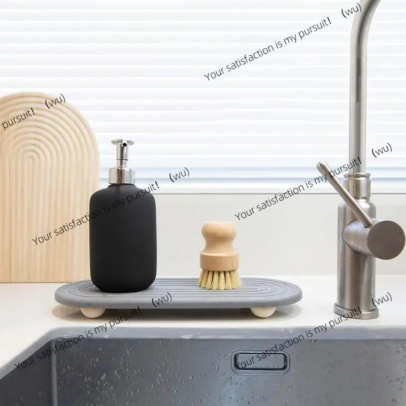 Water Absorbing Stone Counter Tray Quick Drying Neat Diatomaceous Earth Sink Tray Coasters Kitchen Sponge Hand Soap Holder