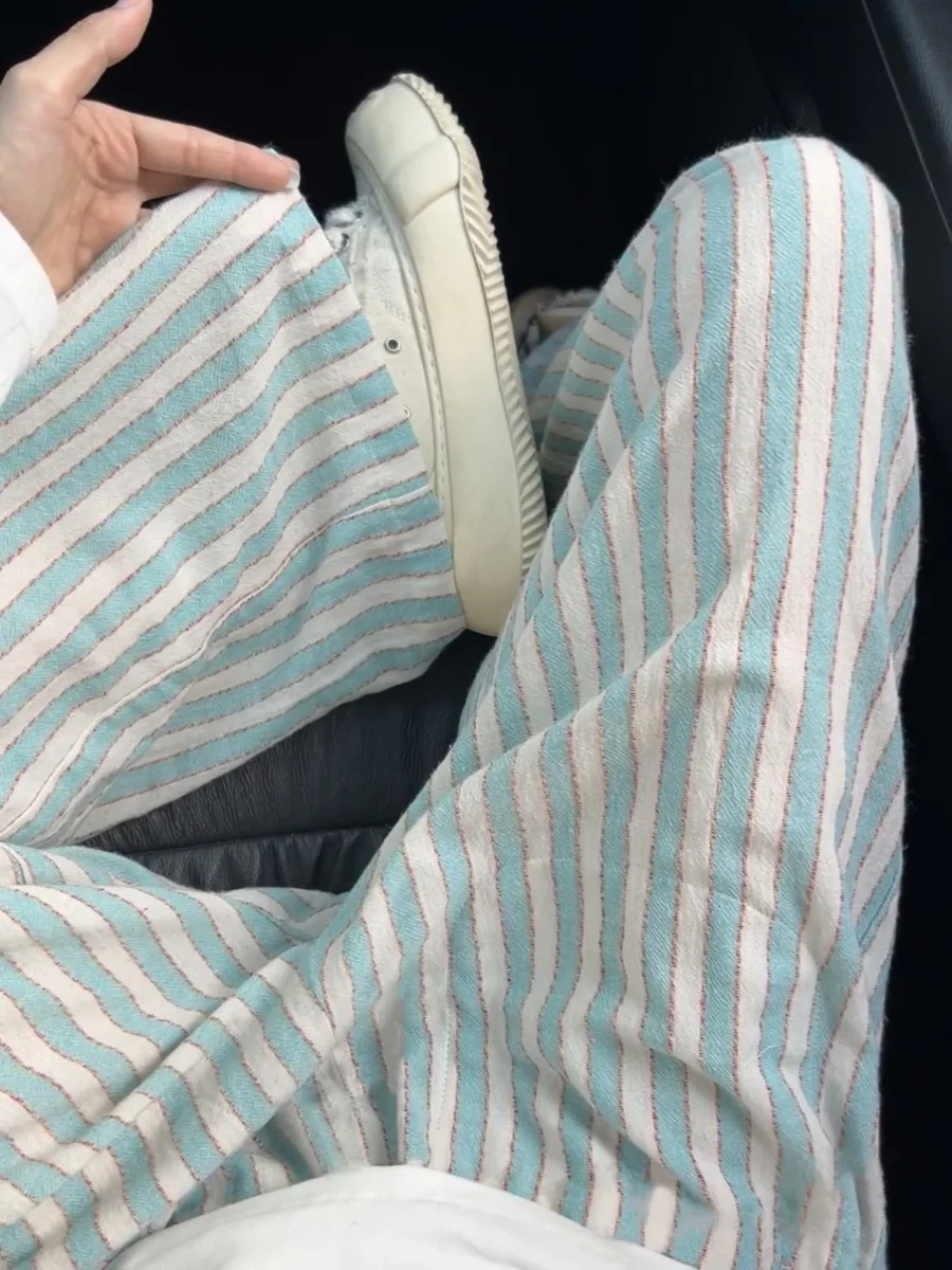 

Mint Wave Women's Summer Long Pants Spwear Casual Home Clothes Stripe Pattern Outdoor Wearable Comfortable Breathable