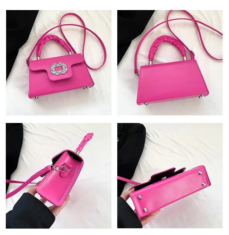 Women's Hand Bags Shoulder Bag PU Wallet Portable Tote Handbags Crossbody Bag Fashion Small Square Bag Casual Crystal Decoration