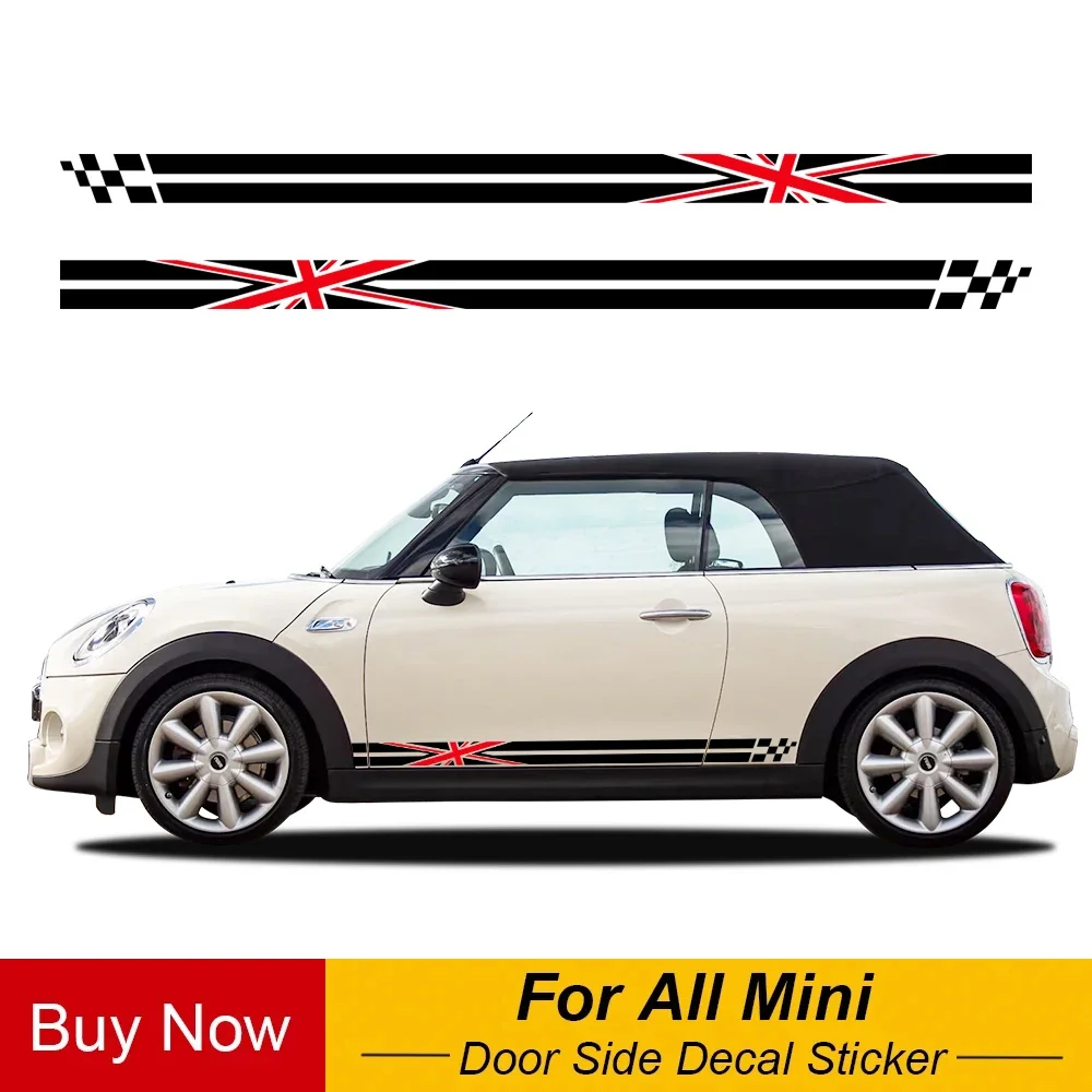 2PCS Car Door Side Stickers Union Jack Styling Decoration Decal For Mini Cooper S JCW R55 R56 R60 R61 F54 F55 F56 F60 Countryman