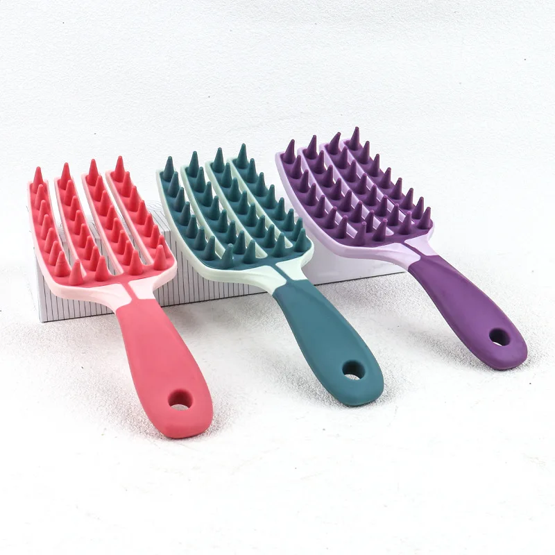 New long handle silicone hair washing brush multi-functional massage comb for cleaning scalp dry wet dual-use household tool