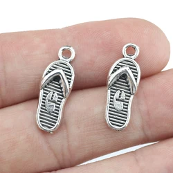 20Piece 8*21mm Antique Silver Plated Slipper Charm  DIY Flip Flops Shoe Pendant Jewelry MakingHandmade Craft