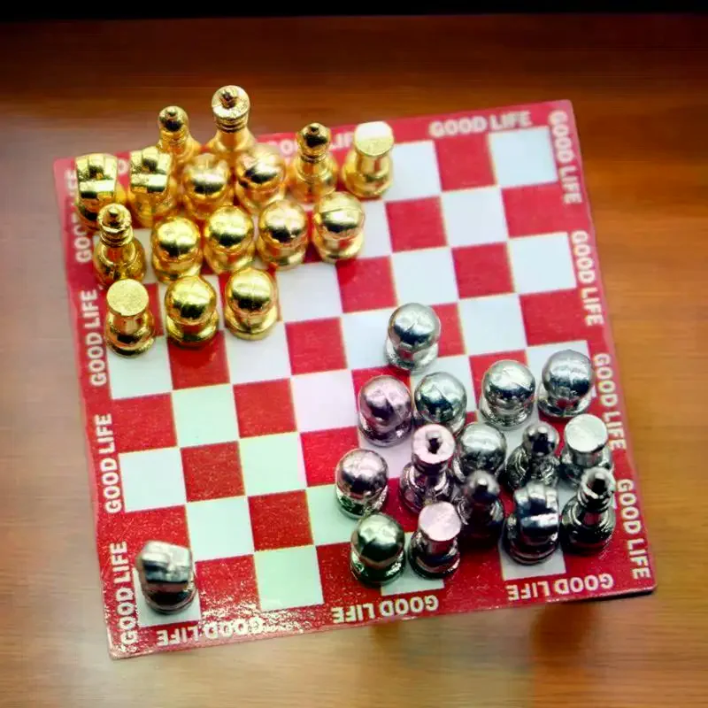 

Miniature Red Table Chess Set, Magnetic Board Game for 1:12 Dollhouse Scene Display