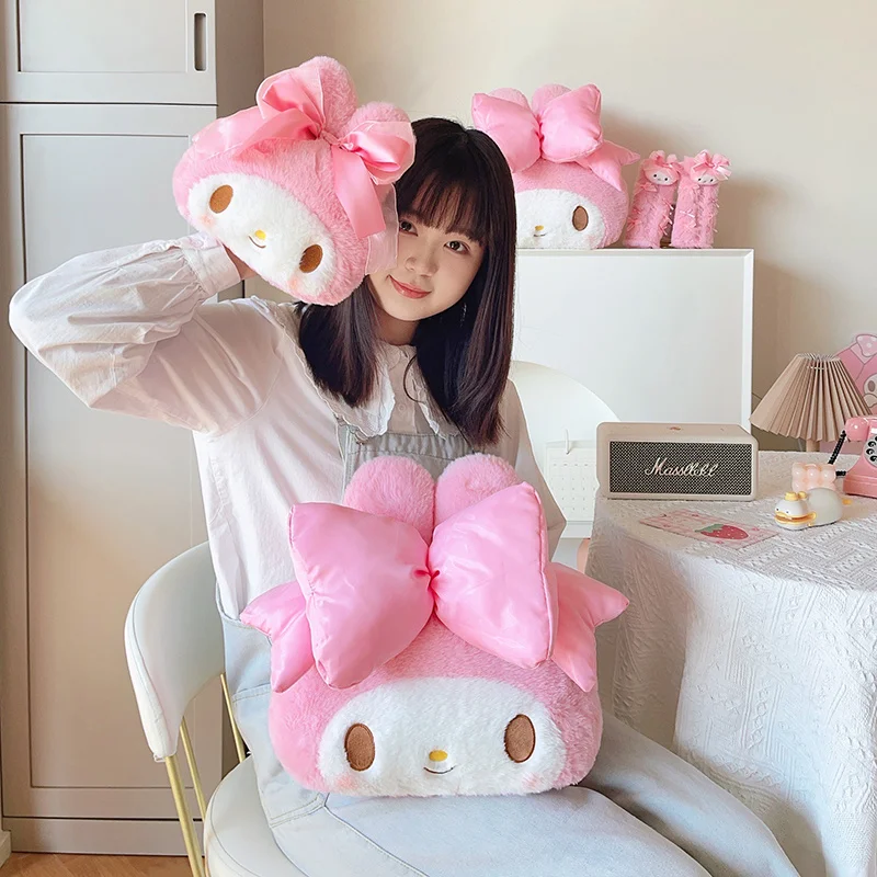 سانريو بلدي ميلودي الكرتون بلوشيز جميل محشوة أنيمي Kawaii ألعاب من نسيج مخملي وسادة الظهر مسند الرأس اكسسوارات السيارات غطاء حزام الأمان