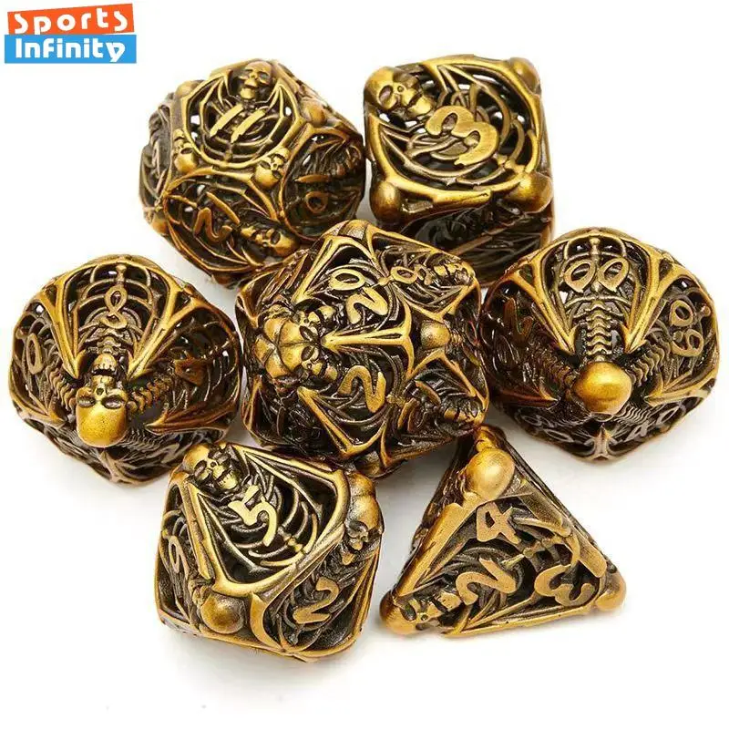 7 قطعة/المجموعة المعادن جوفاء الرقمية مجموعة نرد DND متعدد السطوح مجلس لعبة تشغيل مجموعة RPG COC النرد الترفيه عدد النرد عدة