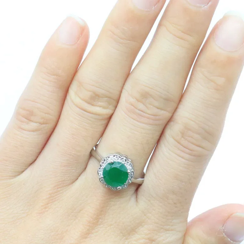 Buy 3 Get 1 Free 11x11mm Minimalist style 2.5g Real Green Emerald Red Ruby CZ Ladies Daily Wear Silver Rings Many Sizes 6-10