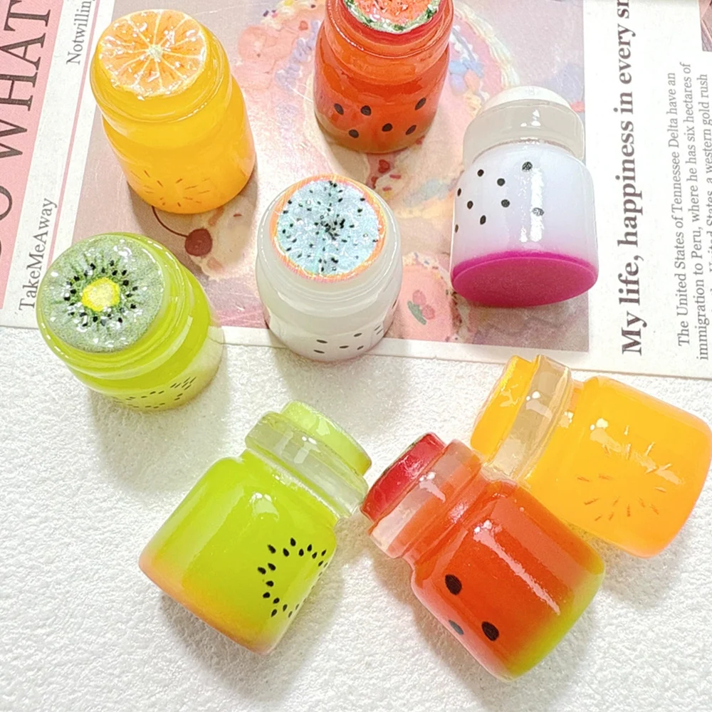 5PCS Orange Juice Fruit Cup Series Miniature Flat Back Resin Cabochons For Hairpin Scrapbooking DIY Home Decor Craft Accessories