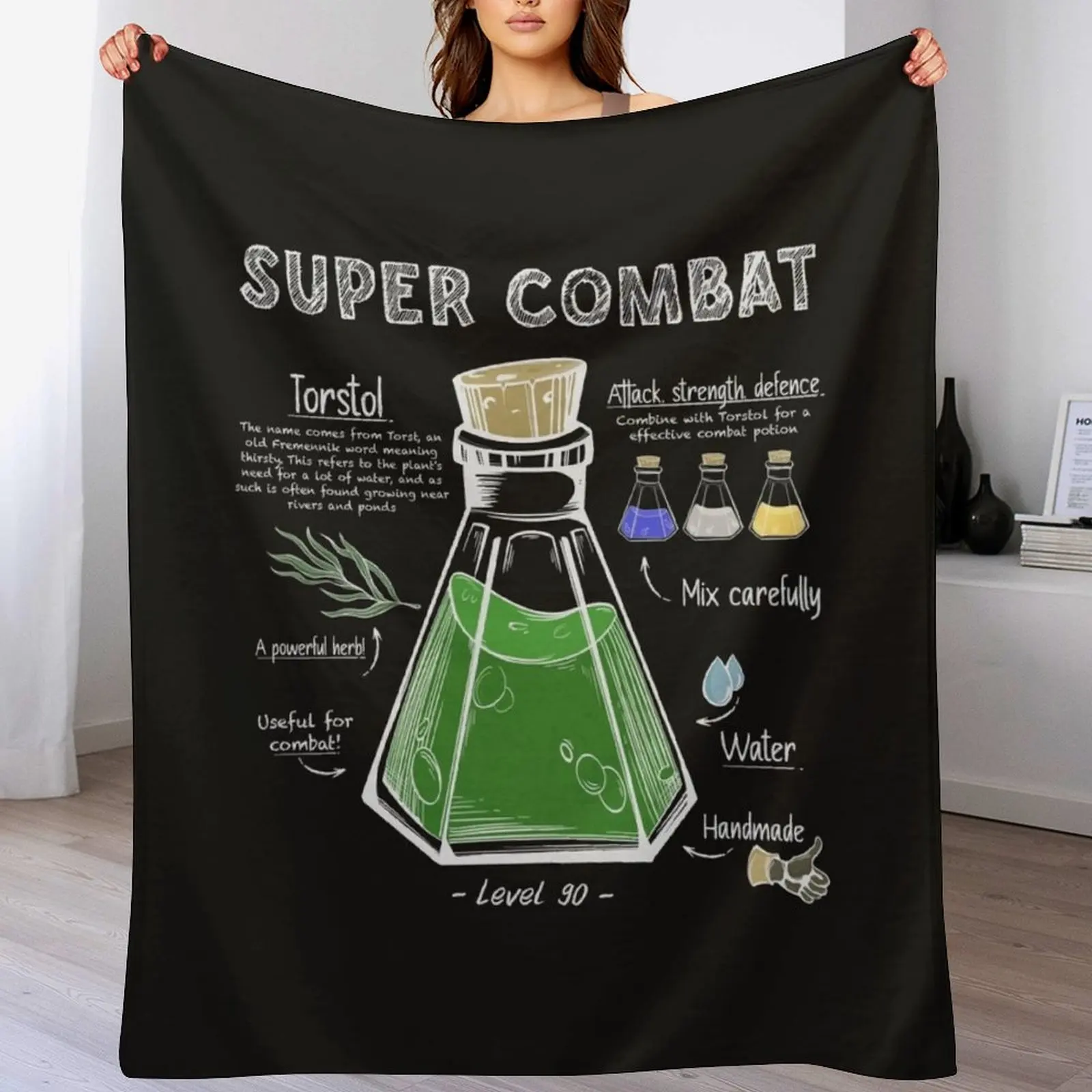 Super Combat Potion Recipe Throw Blanket Weighted Bed linens Flannel blankets ands Blankets