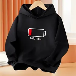 New Low Battery Help me Hoodies Printed Men Woman Fashion Hip Hop Hoodie Hooded Sweatshirts Pullovers Unisex Tracksuits Clothing