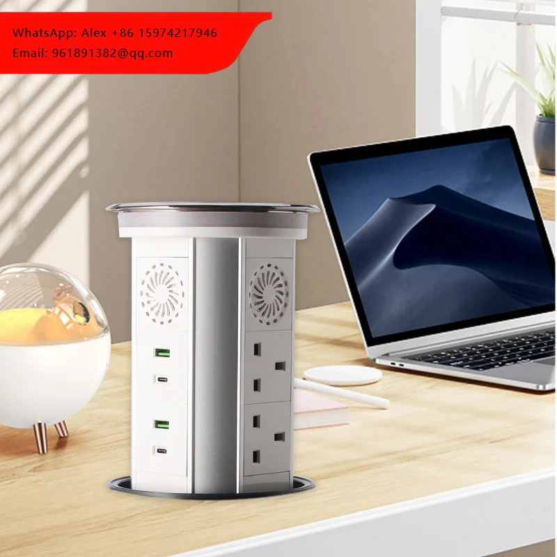 

IP65 Waterproof Top EU Smart Wifi Electric Pop-up Tower Kitchen Desktop Speaker Socket With Wireless USB-C Pop Up Socket