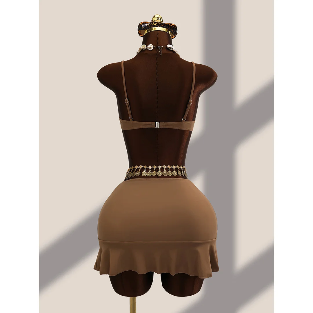 3-teiliges Set mit Rüschenrock, Bügel-Bikini, Damen-Badeanzug, Damen-Bademode, dreiteiliges Bikini-Set, Badebekleidung, Badeanzug, Schwimmbekleidung V7683H – Detail 17