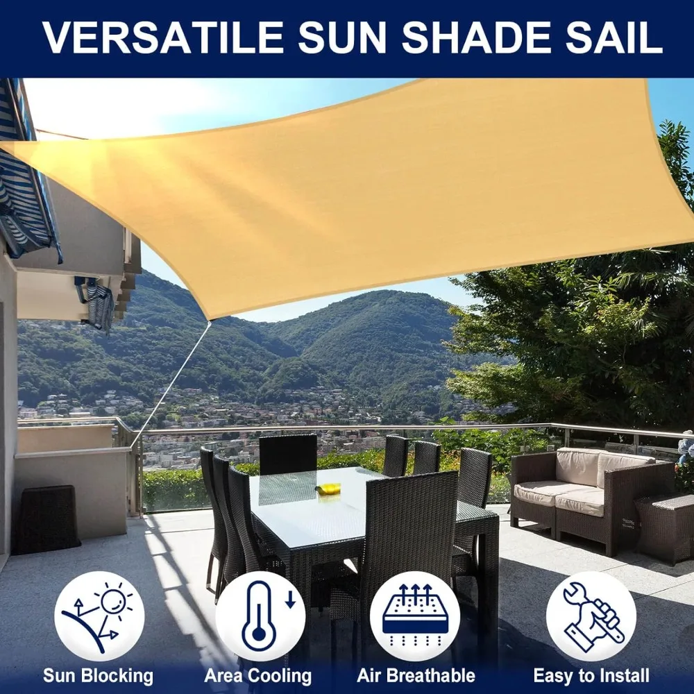 Rectangle Sun Shade Sails Outdoor 10 x 13 ft - Sun Protection Sunshades UV Block Shade Canopy, Patio Shades for Backyard, Deck