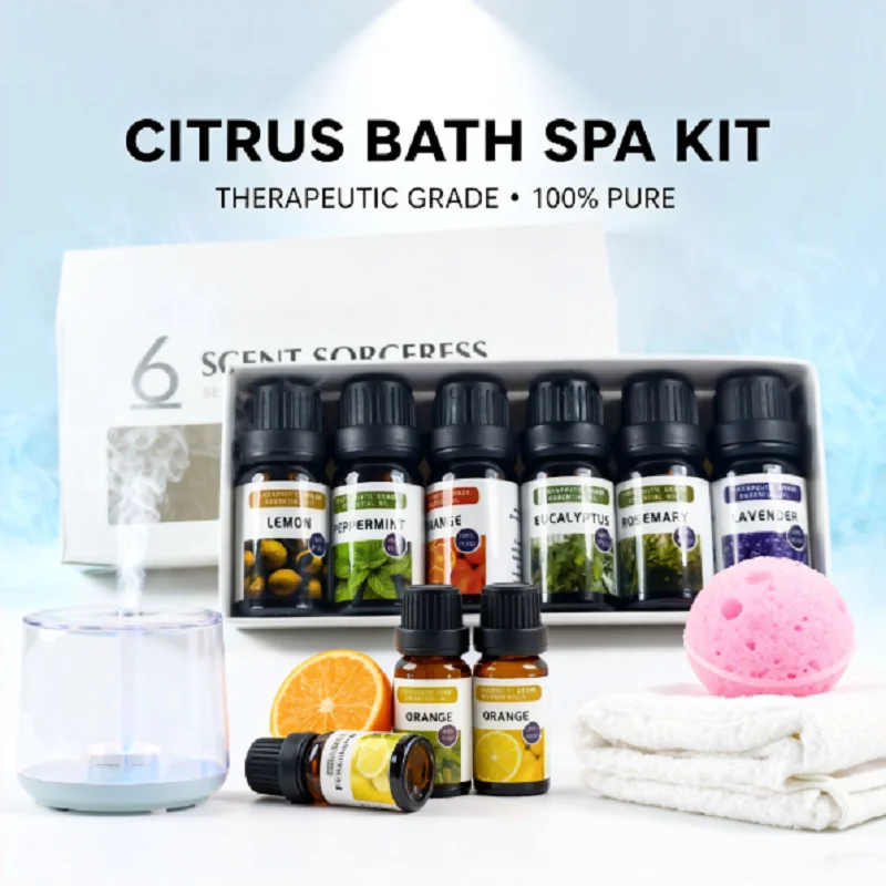 

Белый простой 6 шт./компл. сладкий апельсин эвкалипт лаванда эфирное масло женские спа массаж тела ароматерапия наборы эфирных масел