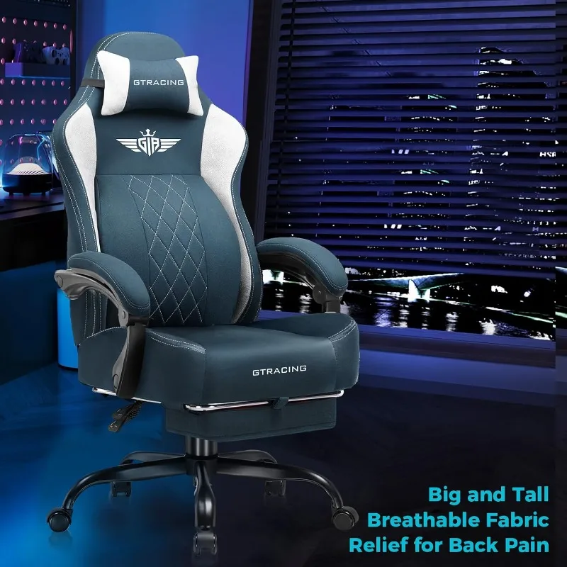 Sedia da gioco grande e alta Sedia da computer in tessuto traspirante con forte supporto lombare, comode sedie da ufficio con P