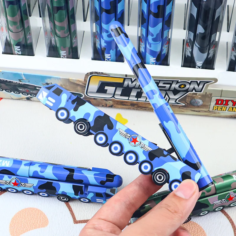 

Креативные украшения для моделирования ракетного автомобиля, нейтральная ручка, студенческая мультяшная военная машина для мальчиков, канцелярские принадлежности, подарок, черный шприц, водяная ручка