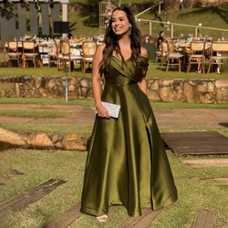 Luxury Wedding Evening Dresses Chic Off the Shoulder Draped Floor Length Sweep Train Gowns Special Occasion Women Vestidos