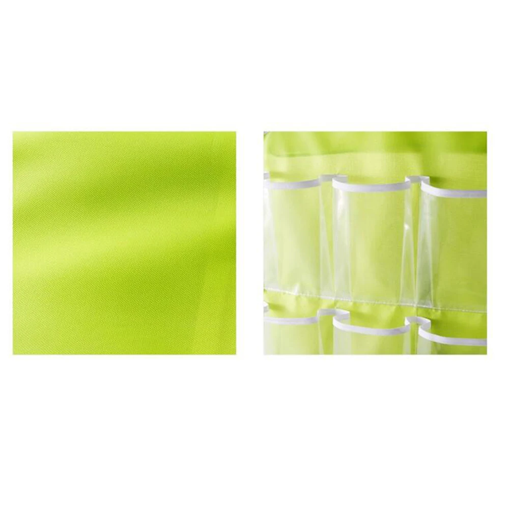 

16-Grid Wardrobe Hanging Storage Bag Transparent Underwear Socks Organizer Door Hanging Bag Green for Bedroom Closet