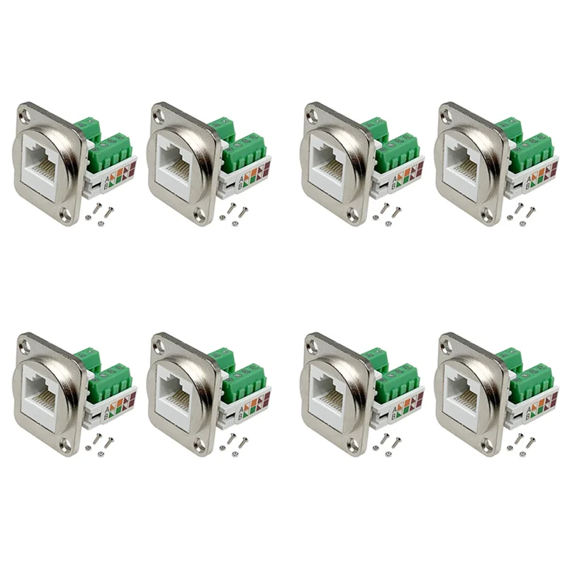 

B03C-8PCS RJ45 Panel Mount Screw Terminal Adapter, RJ45/8P8C Female Panel Mount Connector, RJ45 Solderless Terminal Extender