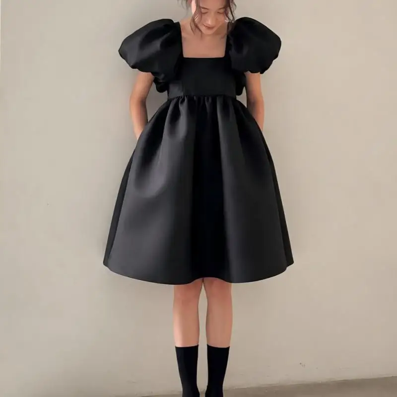 nouvelle-robe-courte-de-mariage-en-satin-robe-de-soiree-d'anniversaire-avec-manches-bouffantes-col-carre-tendance-dos-nu-robe-de-remise-de-diplome-personnalisable