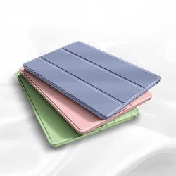 For iPad Air Pro MINI Case 3 4 5 6 7 8 9 10th Generation 3-fold Leather Tablet Sleeve Liquid Silicon Soft Stand 11 12.9 13 Cover