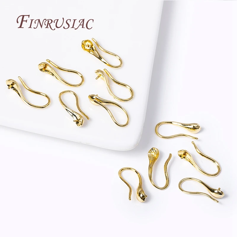 18K Gold Plated Earrings Hooks with Pearl Ear Wire Mounting DIY Pearls Earring Findings