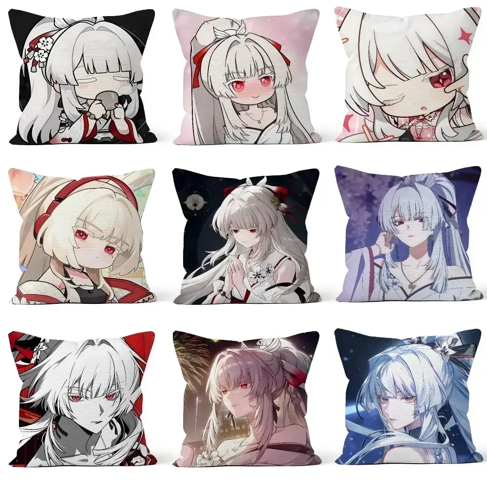 Game Wuthering Waves WuWa Hiyuki Glacio Cushion Cover Throw Pillow Soft Short Plush Cozy Colorfast For Sofa Bedroom Home Decor